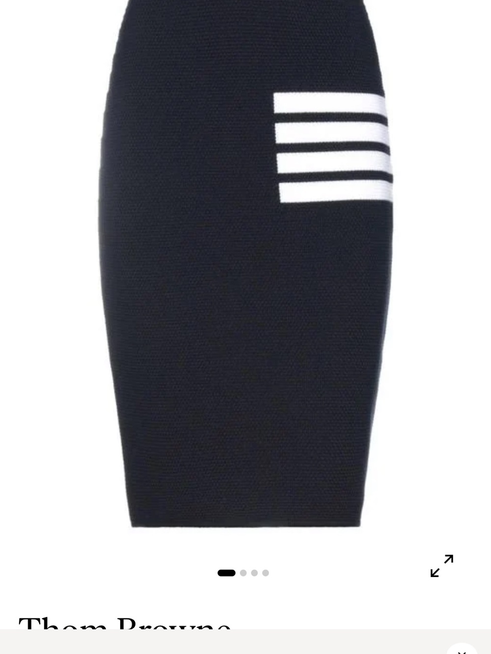 Thom Browne Black Pencil Skirt with White Stripe Accent
